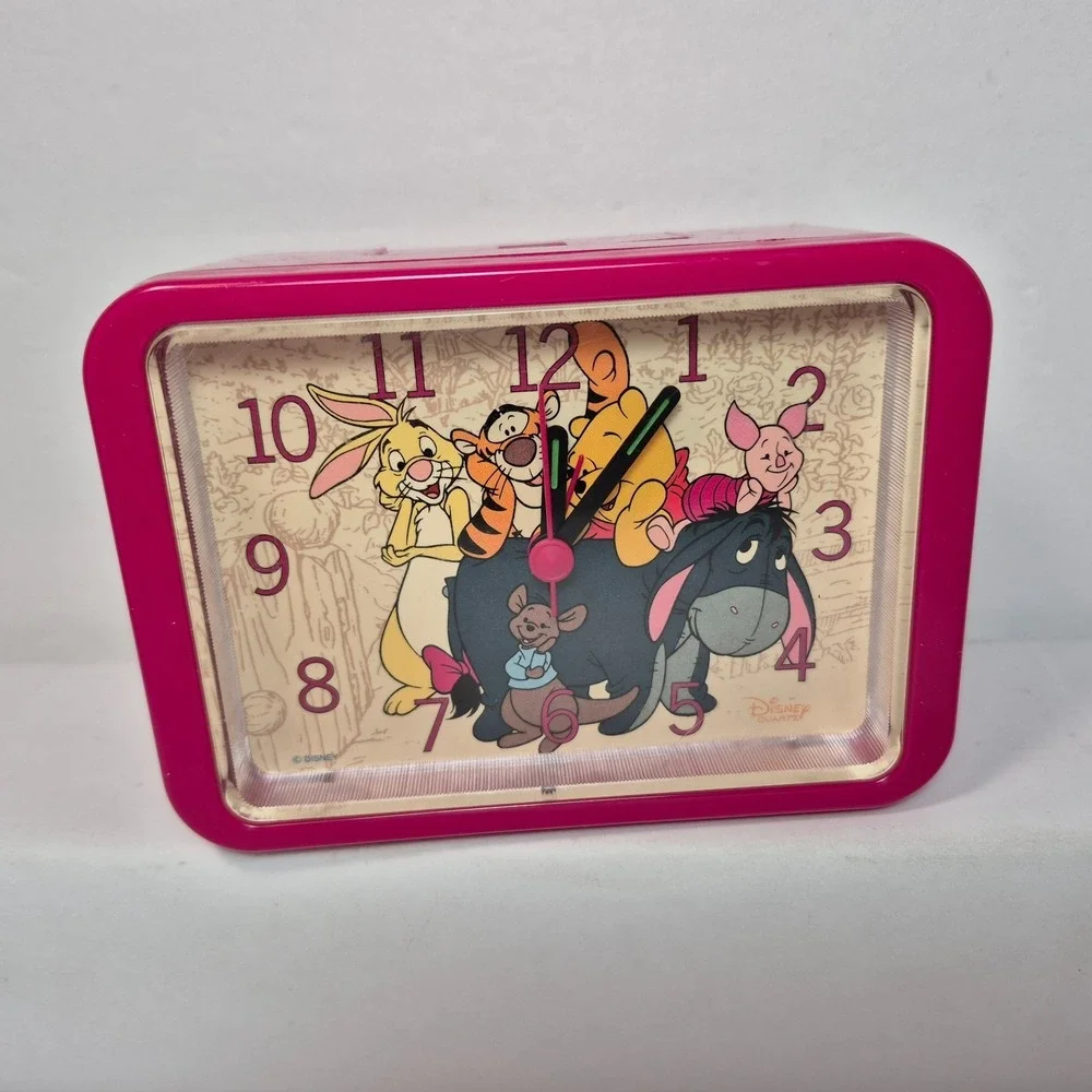 Disney Winnie The Pooh and Friends Tigger Piglet Etc Pink Analog Clock NO ALARM